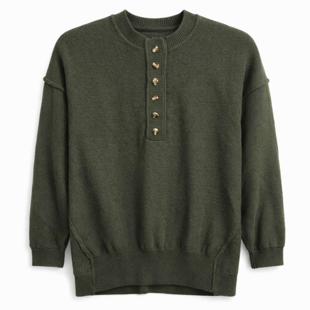 Fashion Crewneck Button Sweater